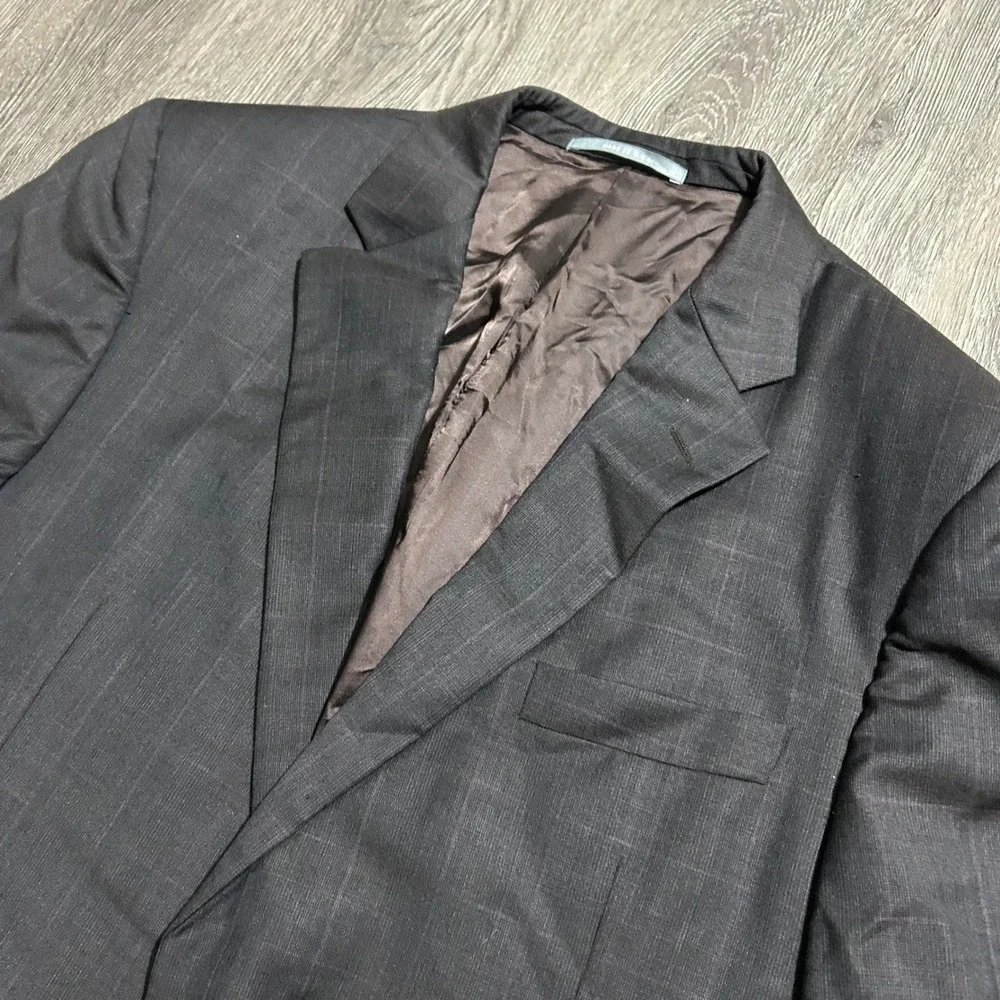 Hickey Freeman Sport Coat 44R Brown Loro Piana Super 150s Wool Plaid Blazer‎